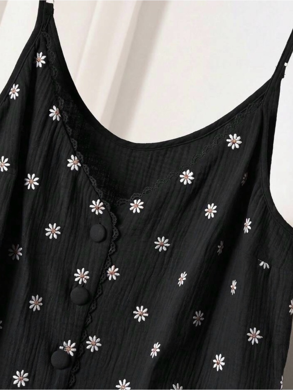 BWOT Black Daisy Embroidered Cami Top